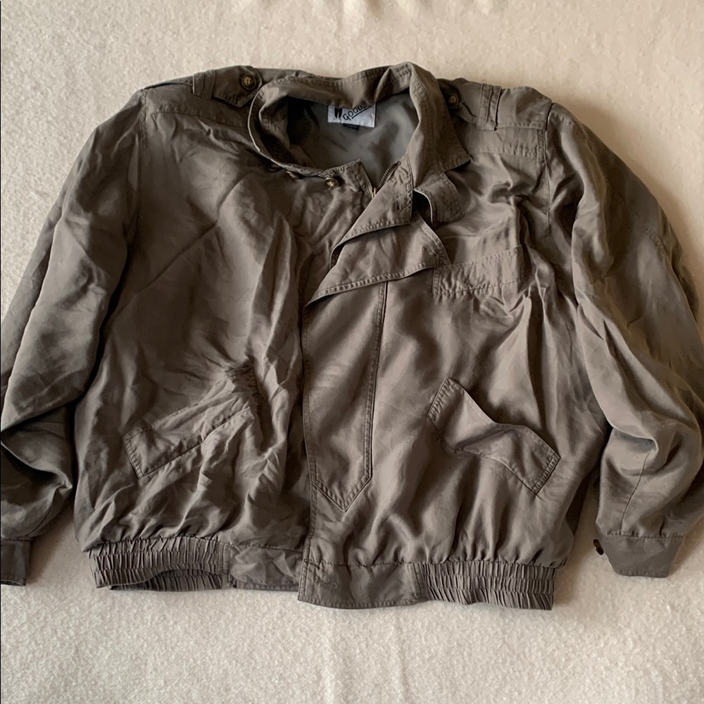Goouch Silk Jacket Size XL Light Brown Zip Up